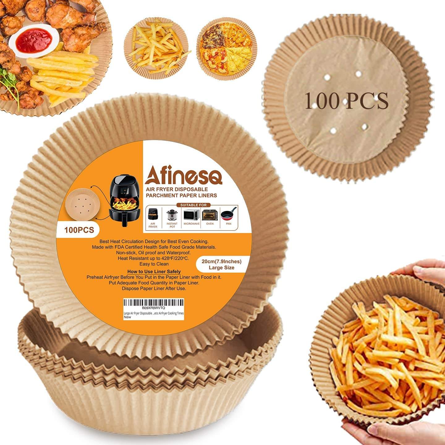 Food-grade and Oven Safe Disposable Paper Liners Round Perforated Air Fryer Parchment Dual-sides Silicone Oil Paper