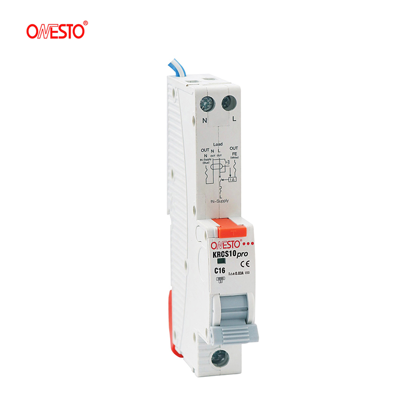 18 мм однополюсный RCBO с защитой от перегрузки по току, автоматический выключатель с перегрузкой по току 30/100 мА