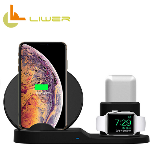 Amazon горячие продажи 3 в 1 беспроводная зарядная подставка для наручных часов Apple Watch, Qi Беспроводное зарядное устройство для быстрой зарядки док-станция для iPhone 11 зарядная станция