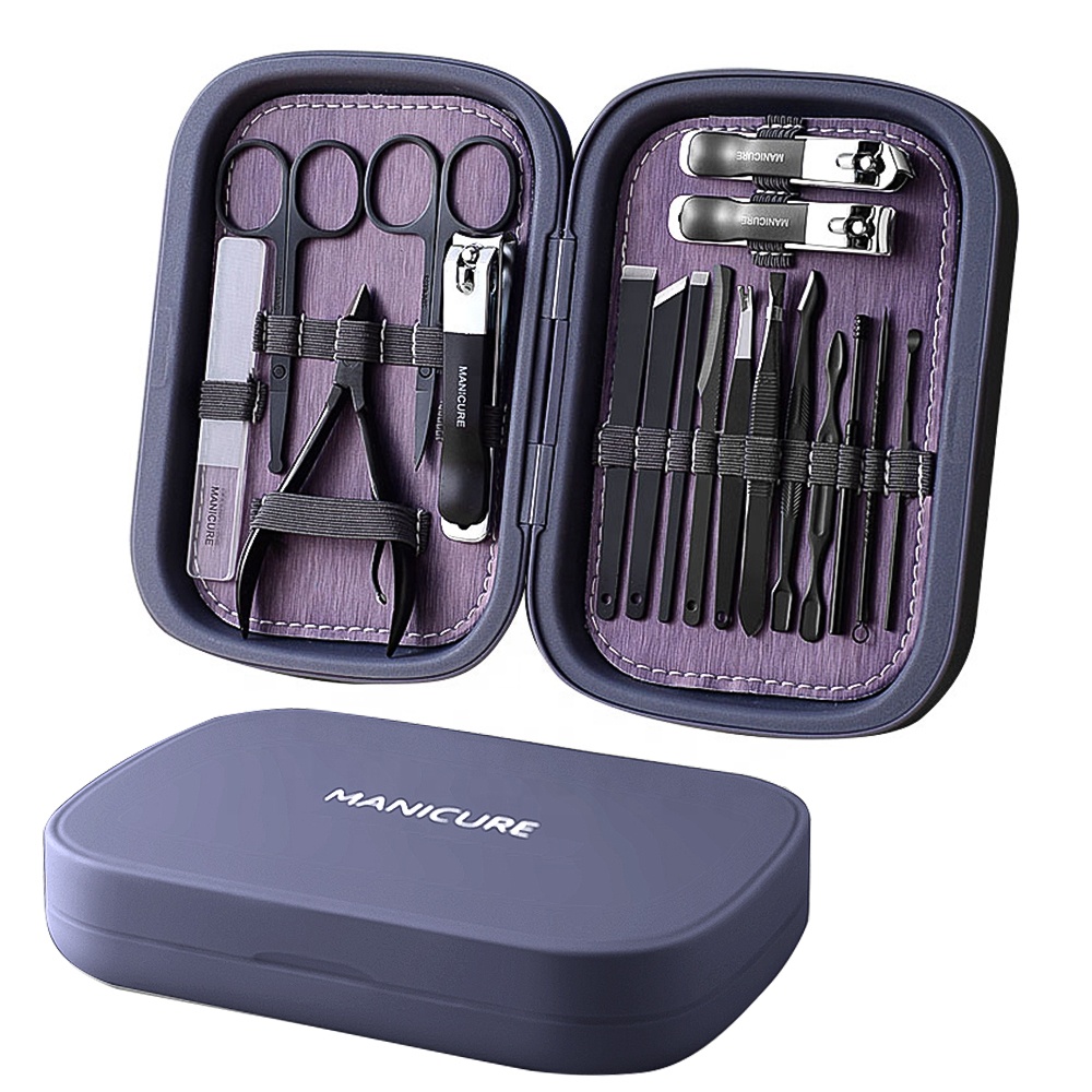 Best Selling 2024 Professional Stainless Steel Nail Clipper Travel Grooming Kit 18 pieces Manicure & Pedicure Set