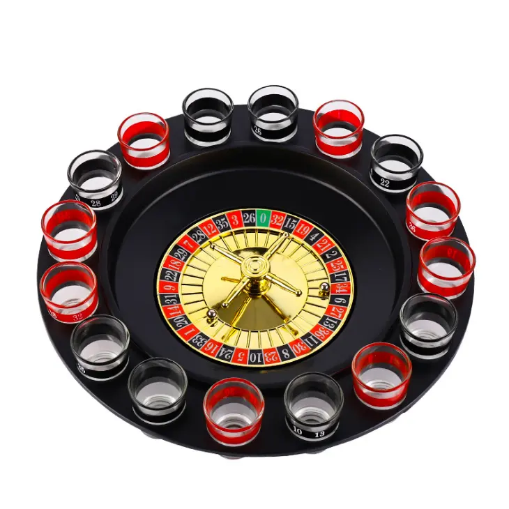 Рулетка для напитков в русском стиле, поворотный круг для напитков, развлекательная игра KTV с 16 бокалами для вина, 2 стальных шара