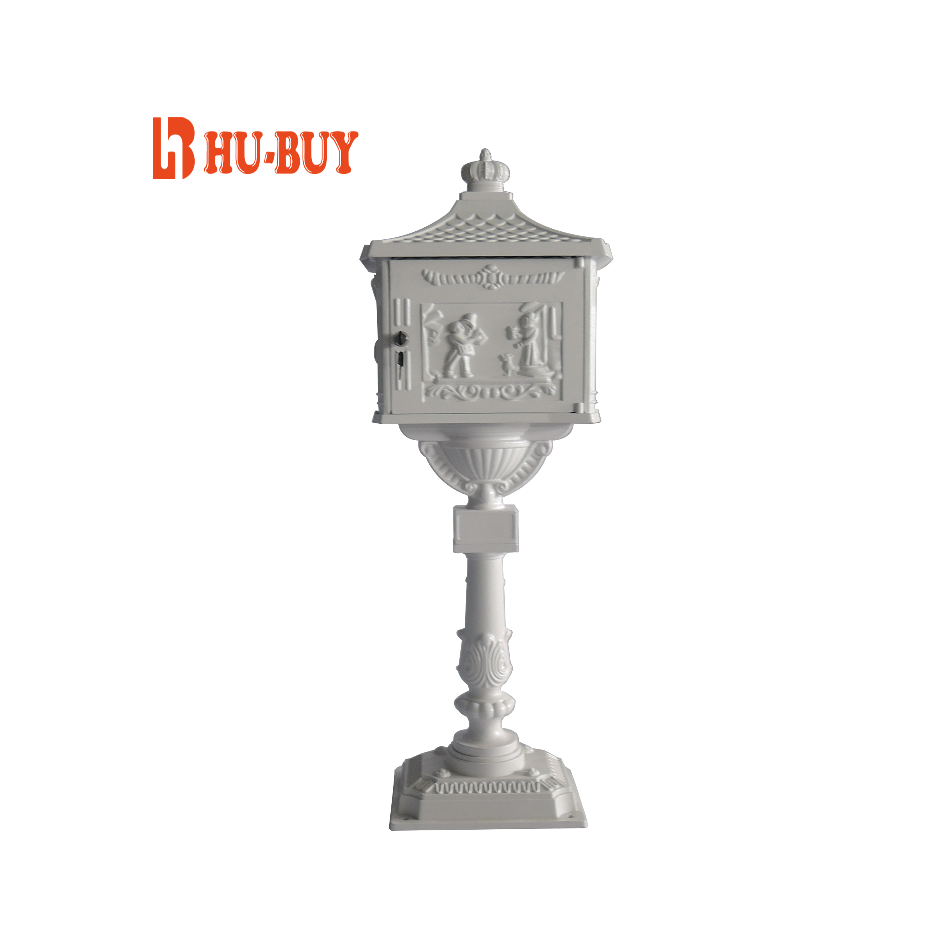Modern Personalized Residential 4 Door White Powder Coated Outdoor Free Standing Mail Box Mail Box