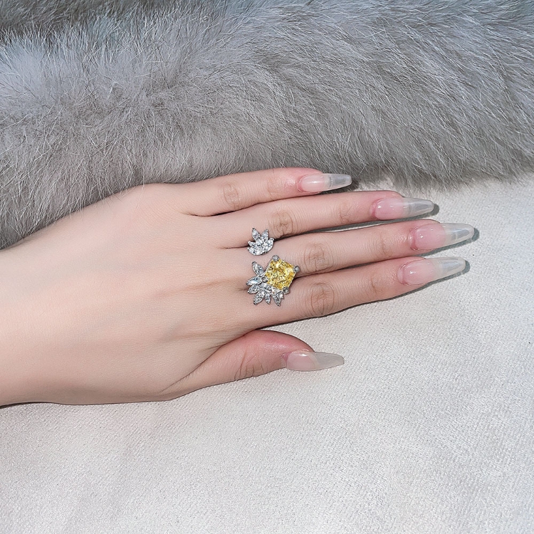 Original Factory Sliver Gemstone Ring Sterling Silver 925 High Carbon Drill Rings