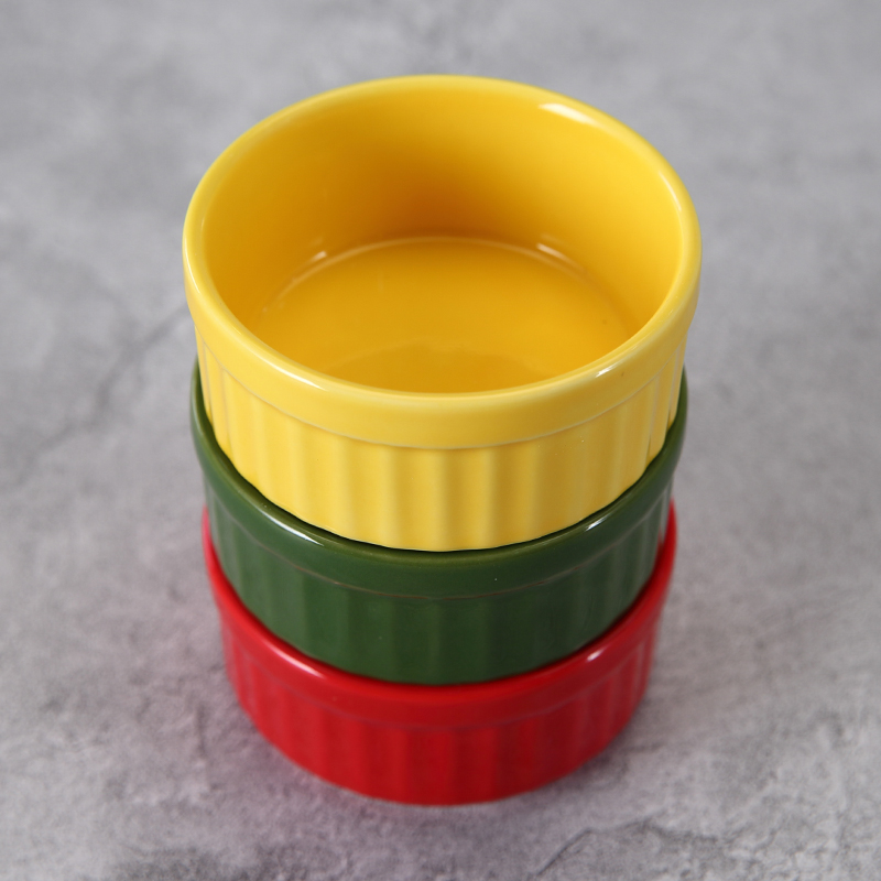 WEIYE 6pcs ceramic cupcake round bowls bake set souffle baking cups ramekin
