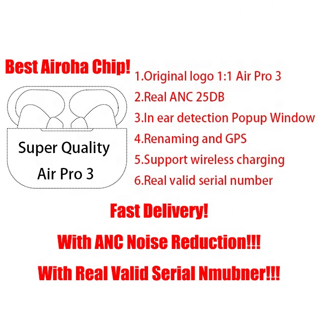 Оригинальный логотип 1:1 настоящий ANC Airpro 3 Airoha чип 1562a Air Pro 3 Gen 3 беспроводные наушники шумоподавление Гарнитура