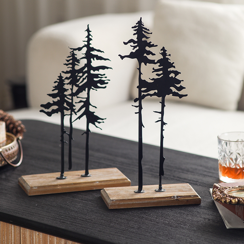 Interior Hotel Office Decorative Retro Rustic Accessories Vintage Ornaments Table Iron Tree Sculpture Home Decor