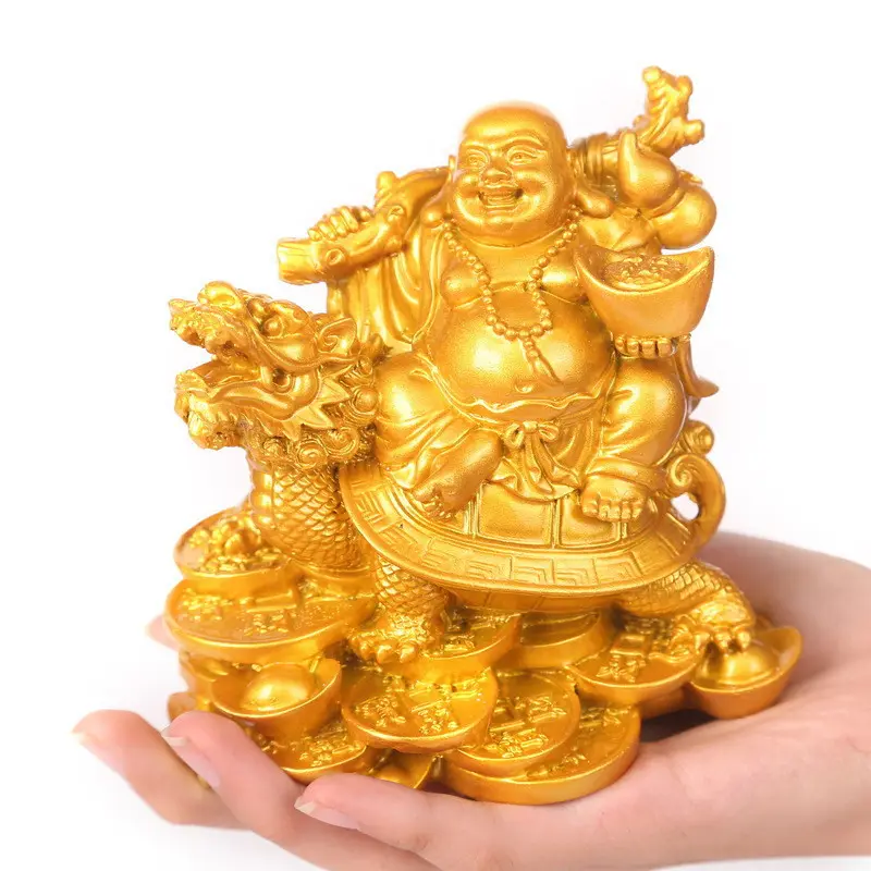 Mini Resin God of Wealth Laughing Buddha Statue Home decoration Feng Shui Ornaments Buddha Figurines Statue Mascot