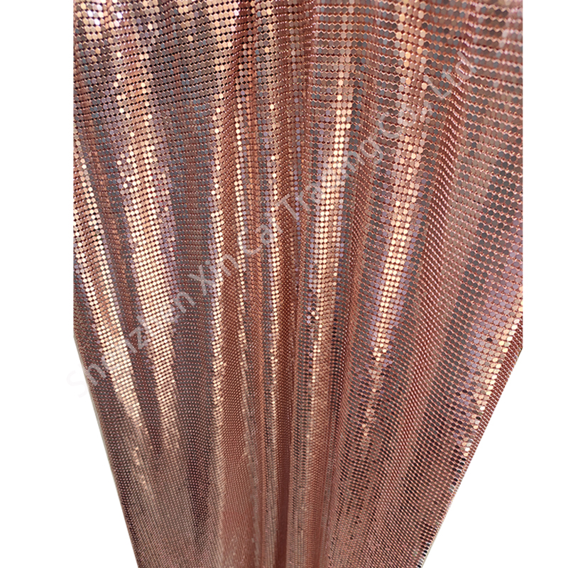Sparkly 3mm Rose Gold Metal Sequined Mesh Fabric for Clothing dress Making Craft Material