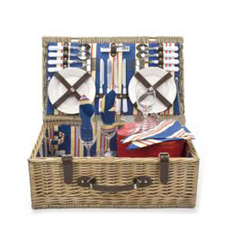 Insulated Round Wicker Picnic Basket Wicker Basket With Lid For Picnic