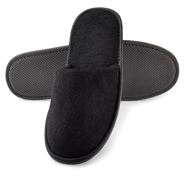 Disposable black Slippers for Salon Spa Hotel with black sole