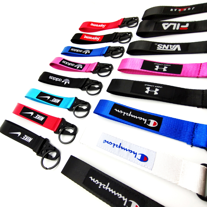 73 Colors Nylon Thickened Webbing Olecranon Buckle Lanyard Wristlet Keychains Wrist KeyChain Holder for Office Car Key