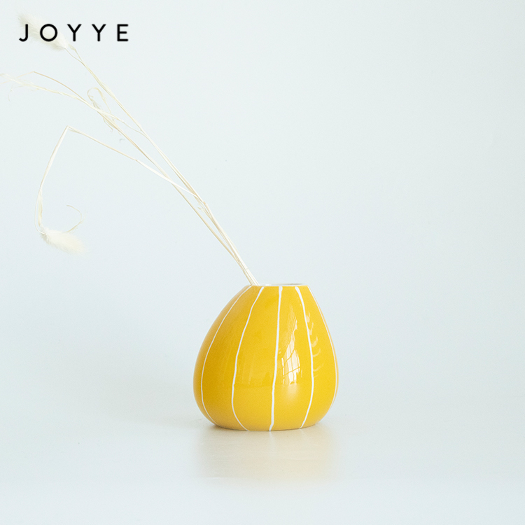 Специальная прочная желтая керамическая ваза Joyye с ручной росписью в скандинавском стиле