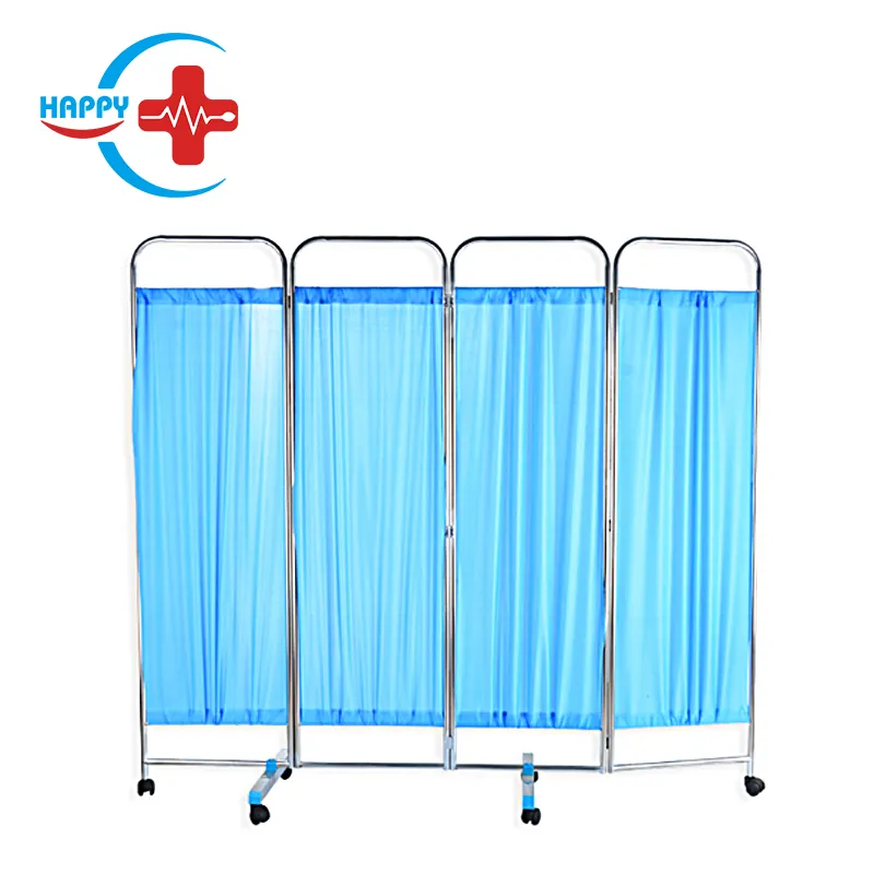 HC-M095 Hospital Clinic furniture 4 folds movable cheap medical bed screen/ 4 folds Screen/hospital ward screen
