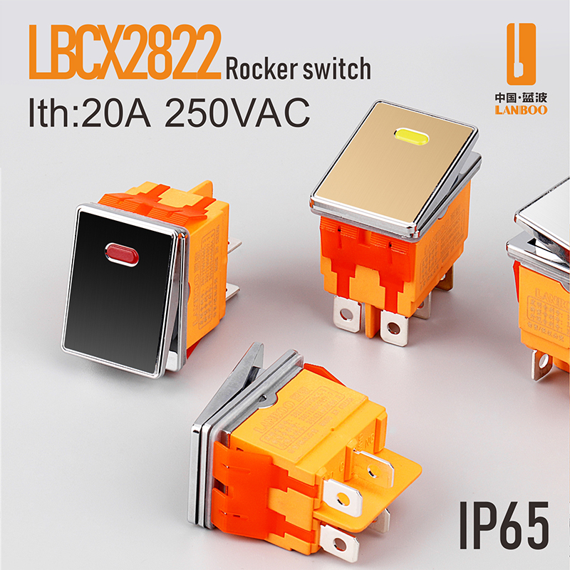 Высококачественная алюминиевая панель LANBOO 16A250VAC DPDT, водонепроницаемый клавишный переключатель из нержавеющей стали/меди/оксида алюминия 250 В переменного тока
