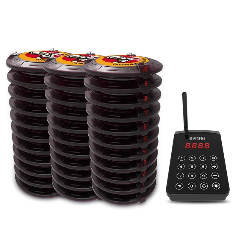 Waiter Pager JT-938 Coasters 30 Pager Wireless Restaurant Calling System Contact Customer Service Waiter Call Button For Hookah Coffee Bar