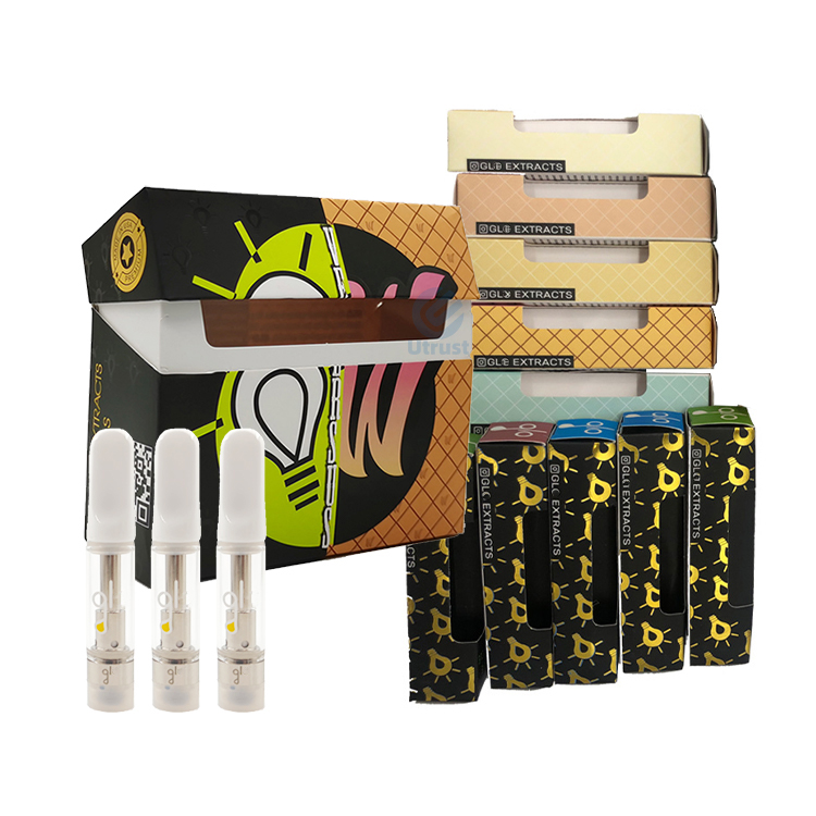 US Hot Selling Product Glo Carts 2021 0.8ml 1gram Glo Ceramic Cbd Cartridge 510 Glass Vape Cartridge With Packaging Box