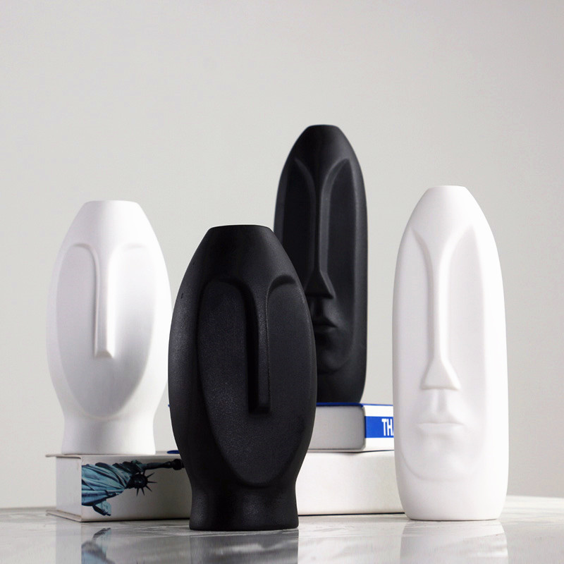 Flower Porcelain White Nordic Minimalist Black Modern Large Floor Decoration Ceramic Vase