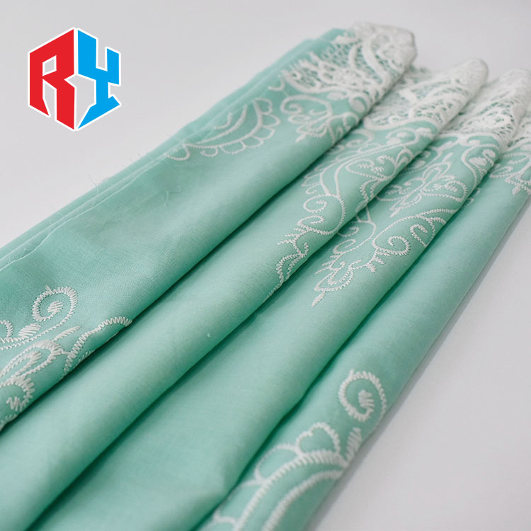Low price durable fancy 100% cotton lace fabric embroidery for dress textile