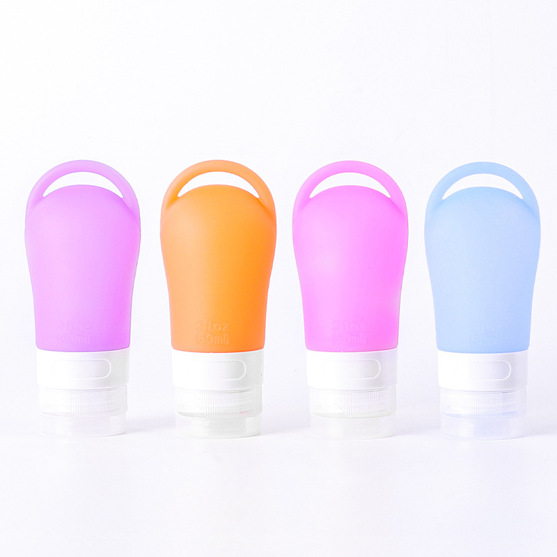 New Toiletries Containers Perfume Travel Bottles Set Leakproof Squeezable Silicone Travel Bottle Kits with Hanging Hole