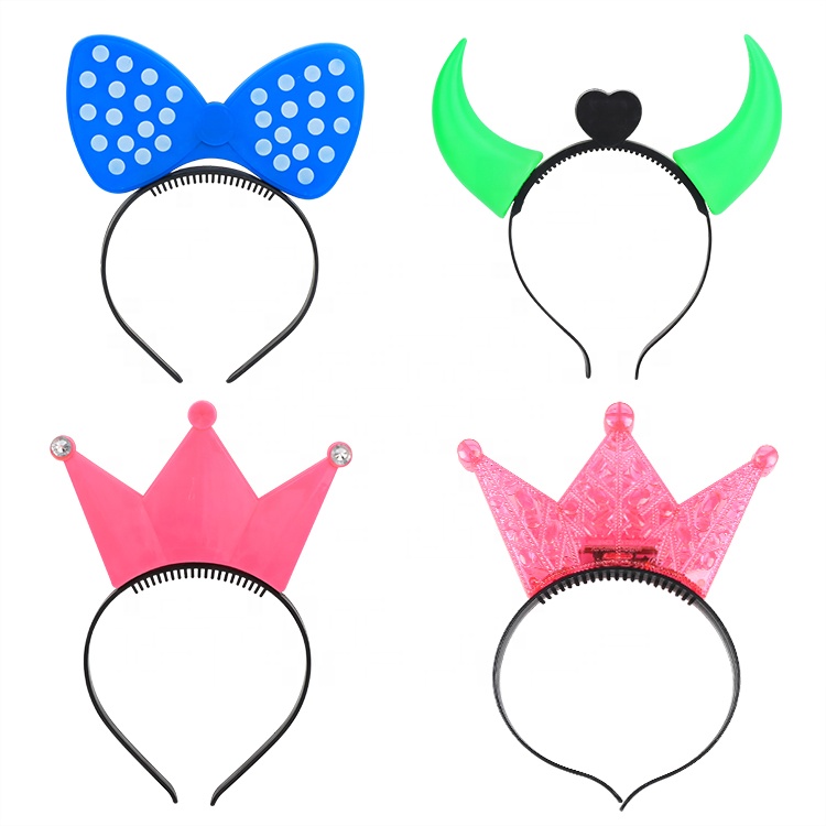 LED Light Up Crown Headbands Glowing Tiara Hairband Hair Hoop Hairband Hair Accessories for Party and Daily Decoration