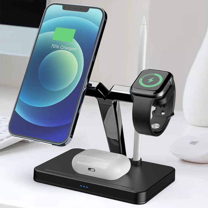 15W Fast Charging Station 4 In 1 Magnetic Wireless Fast Charger Dock For iPhone 12 Pro Pencil Smartwatch Fast Wireless Charger