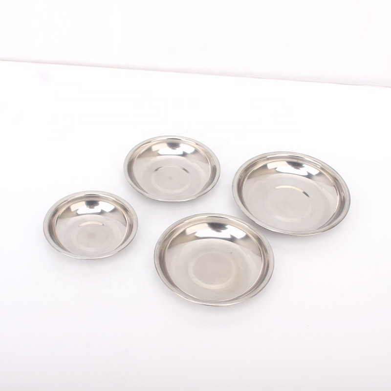 Stainless steel Korean barbecue food plate stainless steel round saucer plate western restaurant tomato sauce dish