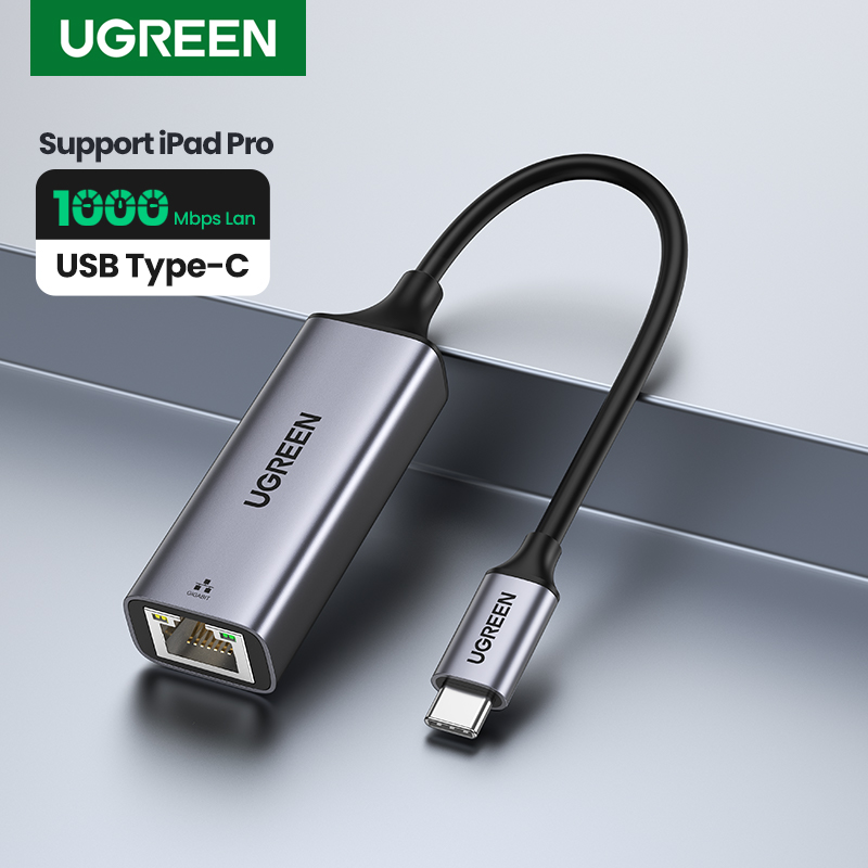 Адаптер Ugreen USB 3,0 Type-C RJ45 Ethernet Lan для Macbook Pro Samsung Galaxy Book, хромированный Ноутбук Note Matebook Huawei Switch