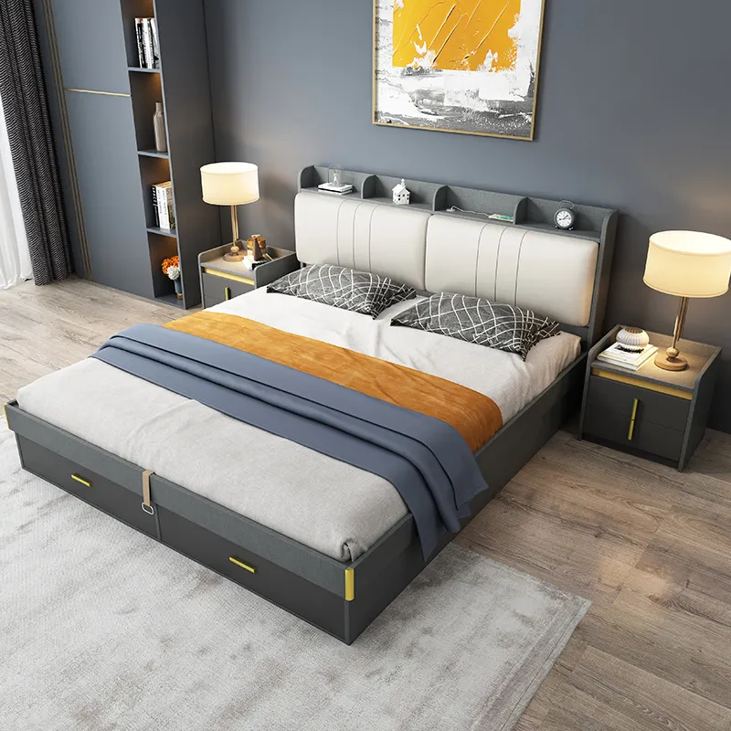 Modern Wood Bed Furniture King Size Wooden Beds