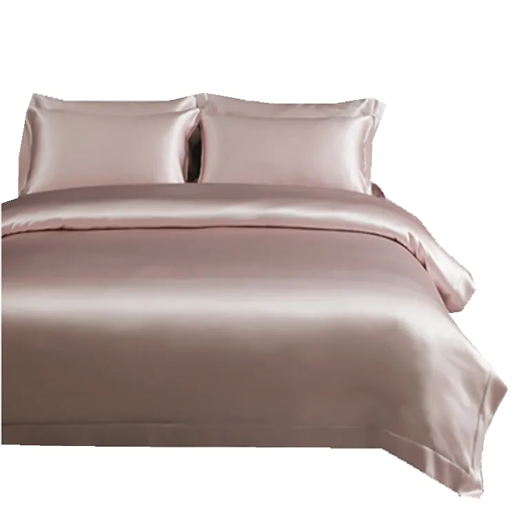 Wholesale hot sale silk bedsheet bedding set 4pcs fitted plain design luxury hotel satin bed sheet