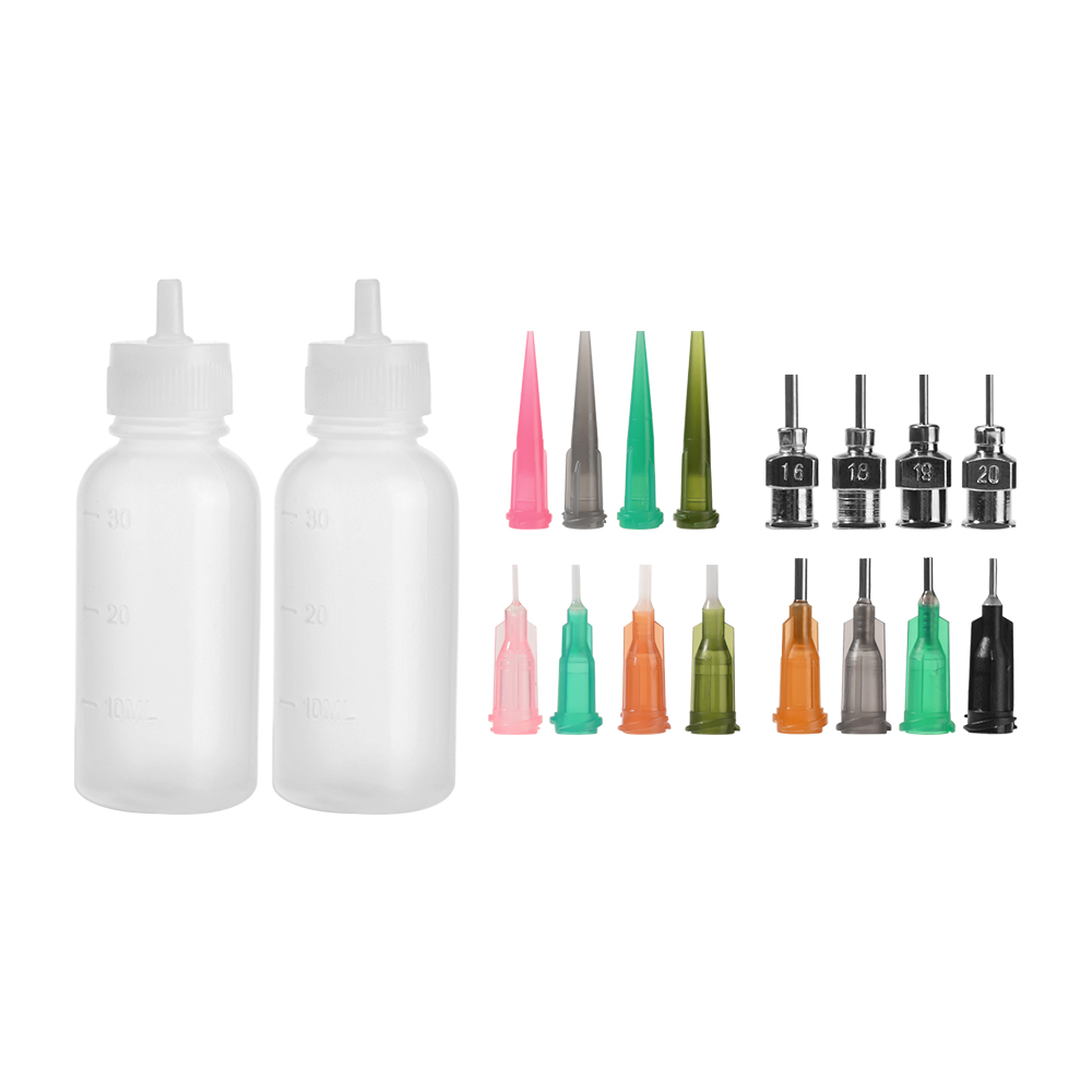 2 Bottles with 16pcs Bottle Tips Henna Tattoo Body Art Bottles Squeeze Art Supply Tattoo Accessories