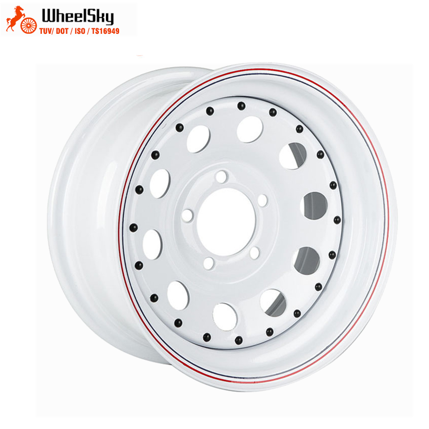 Wheelsky Популярные 15x8j 5x114,3 стальные диски белые модульные внедорожные 15 дюймовые стальные колеса