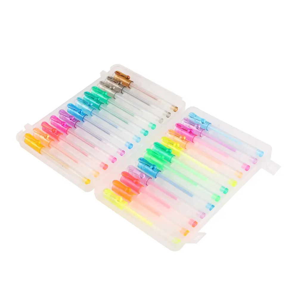 Gel Pen Set Hot Sales 24pcs Assorted Colors Mini Glitter Gel Pen Set With Carry Case