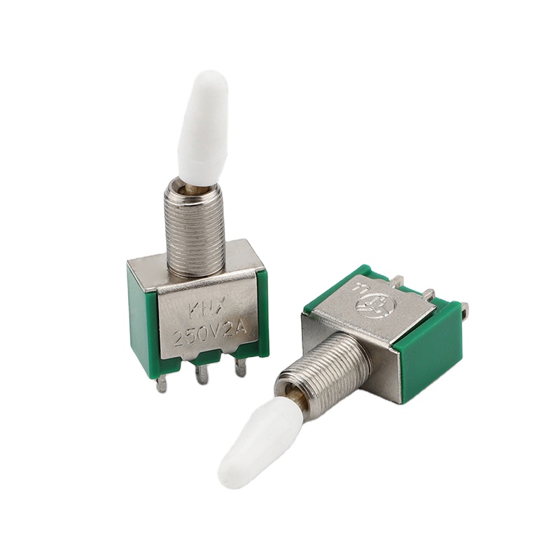 KNX 3-контактный мини тумблер 250V 2A зеленый водонепроницаемый переключатель с белой крышкой