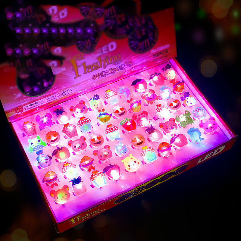 Luminous toys New Creative Luminous Rings Children flashing toy ring Flash Gifts LED Cartoon Lights Glow Party Christmas gifts