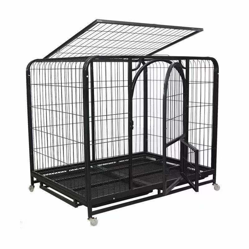 Factory wholesale foldable large metal kennels dog cage with wheels
