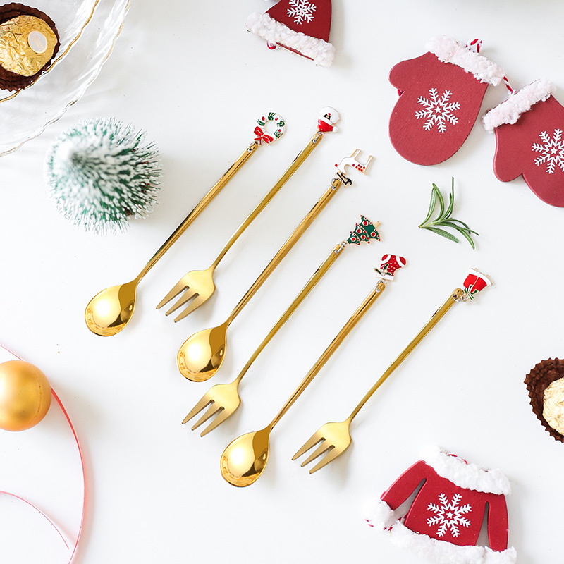 Portable Children Party Merry Christmas Snowman Flatware Sets Dishwasher Safe Travel Utensils Set Forks