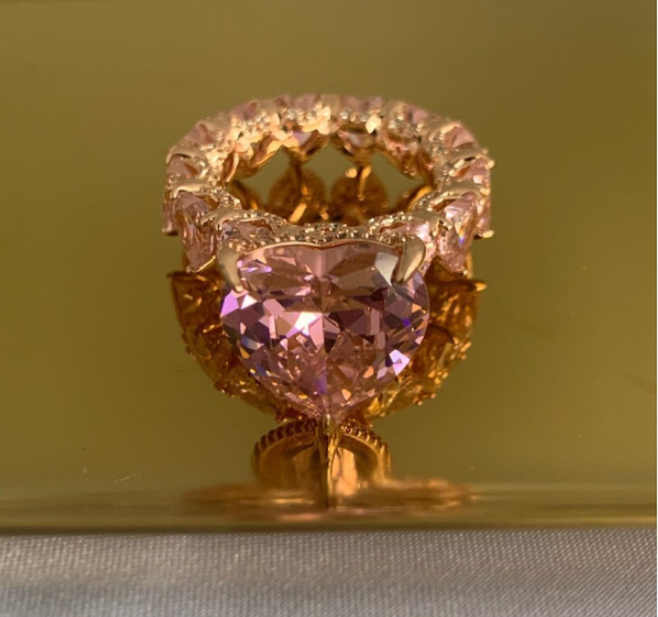 INS Hot Hip Hop Jewelry Fashion Ice Out Zircon Heart Prong Set Diamond Bling Bling Gold Plated Ring For Women