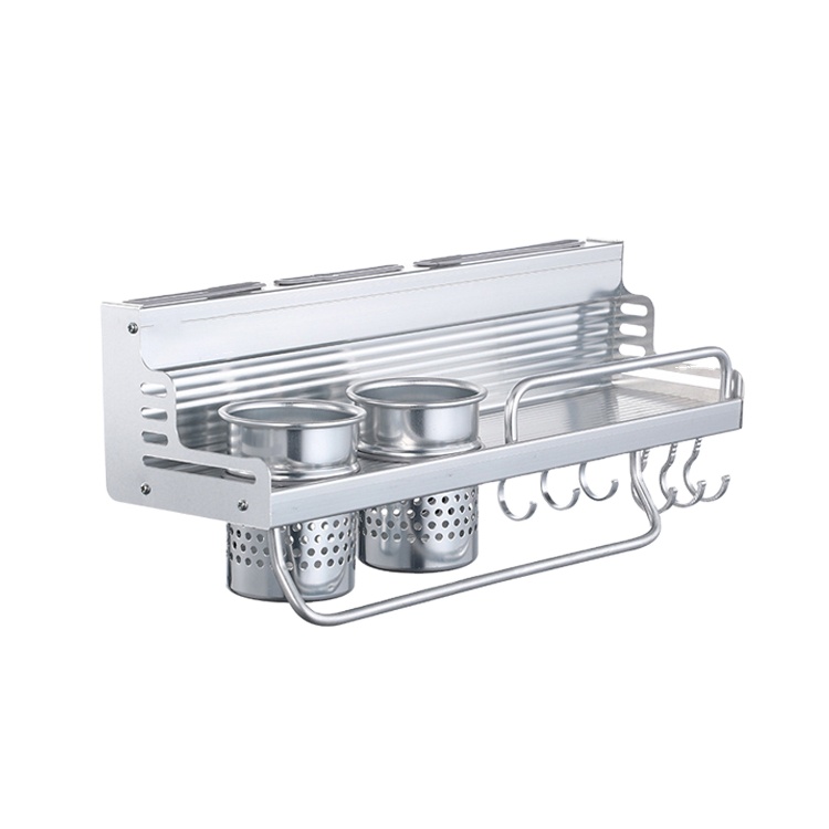 Both punching and punching free wall mounted aluminum kitchen organizer spice rack shelf for dish drainer storage