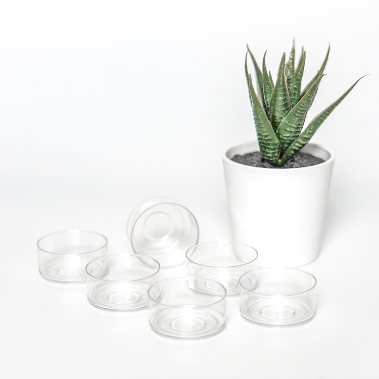 Home decoration clear pc plastic tea light candle cups
