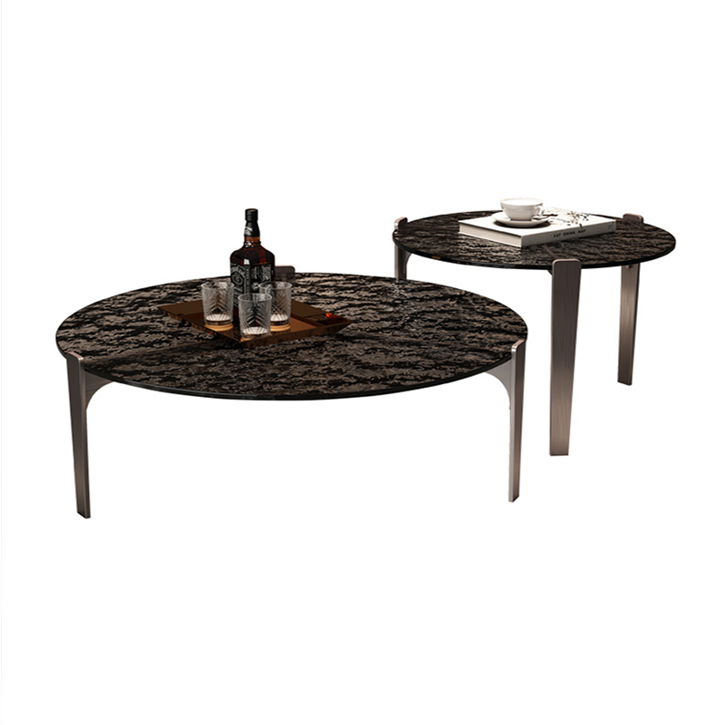 Italian Luxury Design Glass Top Tea Coffee Table Modern Home Furniture with Iron Steel Base