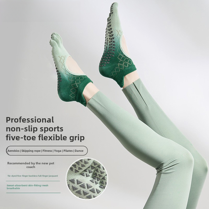 2024 New Autumn Winter Gradient Dispensing Women's Professional Yoga & Pilates Toe Socks Non-Slip Finger Sports Booties & Socks