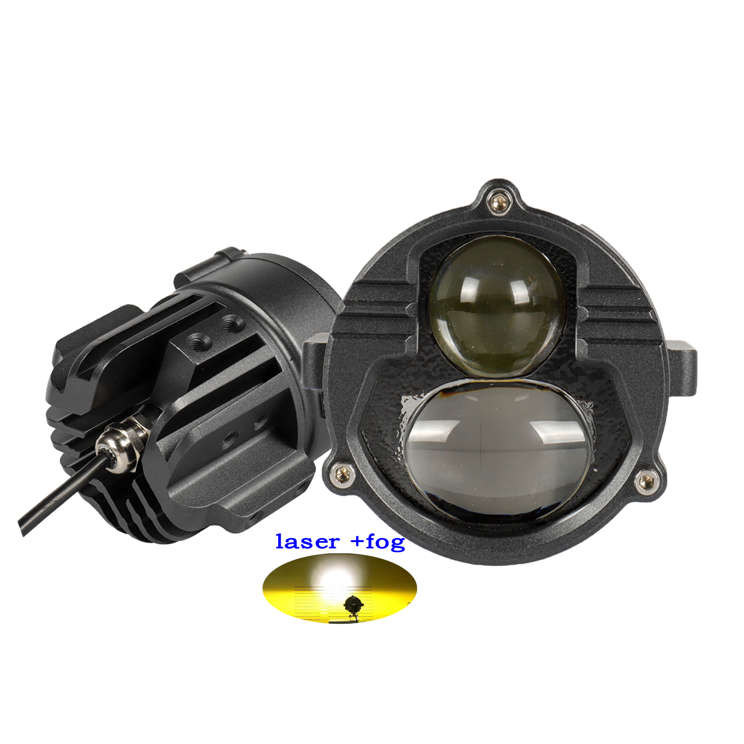 new 12v 24V led projector lens dual color beam pattern offroadwith low beam amber high spotlight laser light for motrocyle car