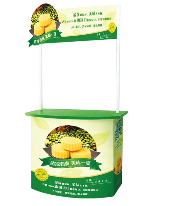 Trade Show Booth Tension Fabric Square Counter With Acrylic Display Rack Advertising Exhibition