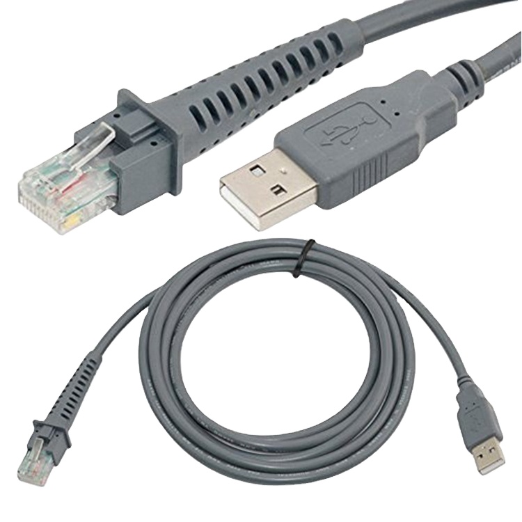 Горячая Распродажа 2020, индивидуальный серый штекер rj45 на usb штекер 2 м, принтер для сканирования штрих-кодов LS2208 LS1203 LS7708 LS4008I LS4208, кабель