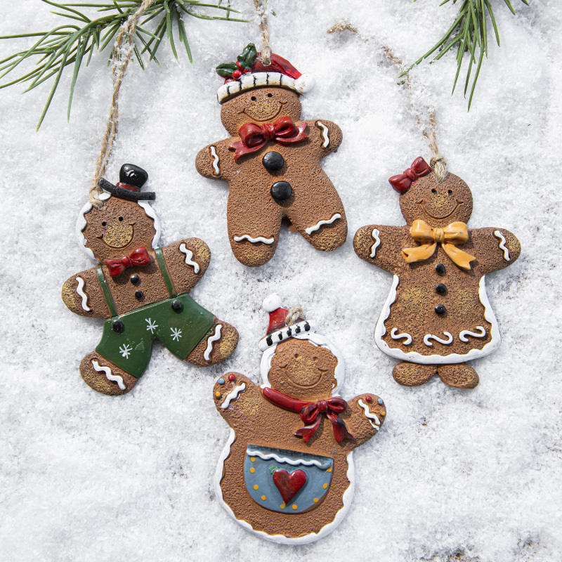 Manufacturer Xmas Christmas Resin Gingerbread Christmas Man Tree Hanging Pendant Xmas Tree Decor Ornament Party Ornaments