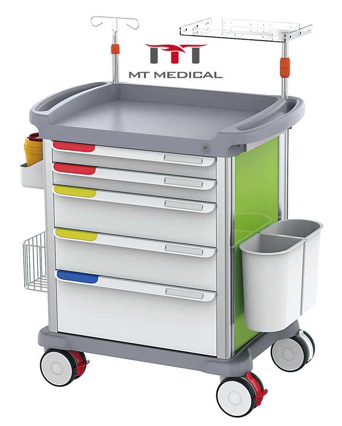 CQ-08 MT Medical hospital Furnitures Italy Movable ABS Mobile  Plastic Emergency medical crash trolley cart