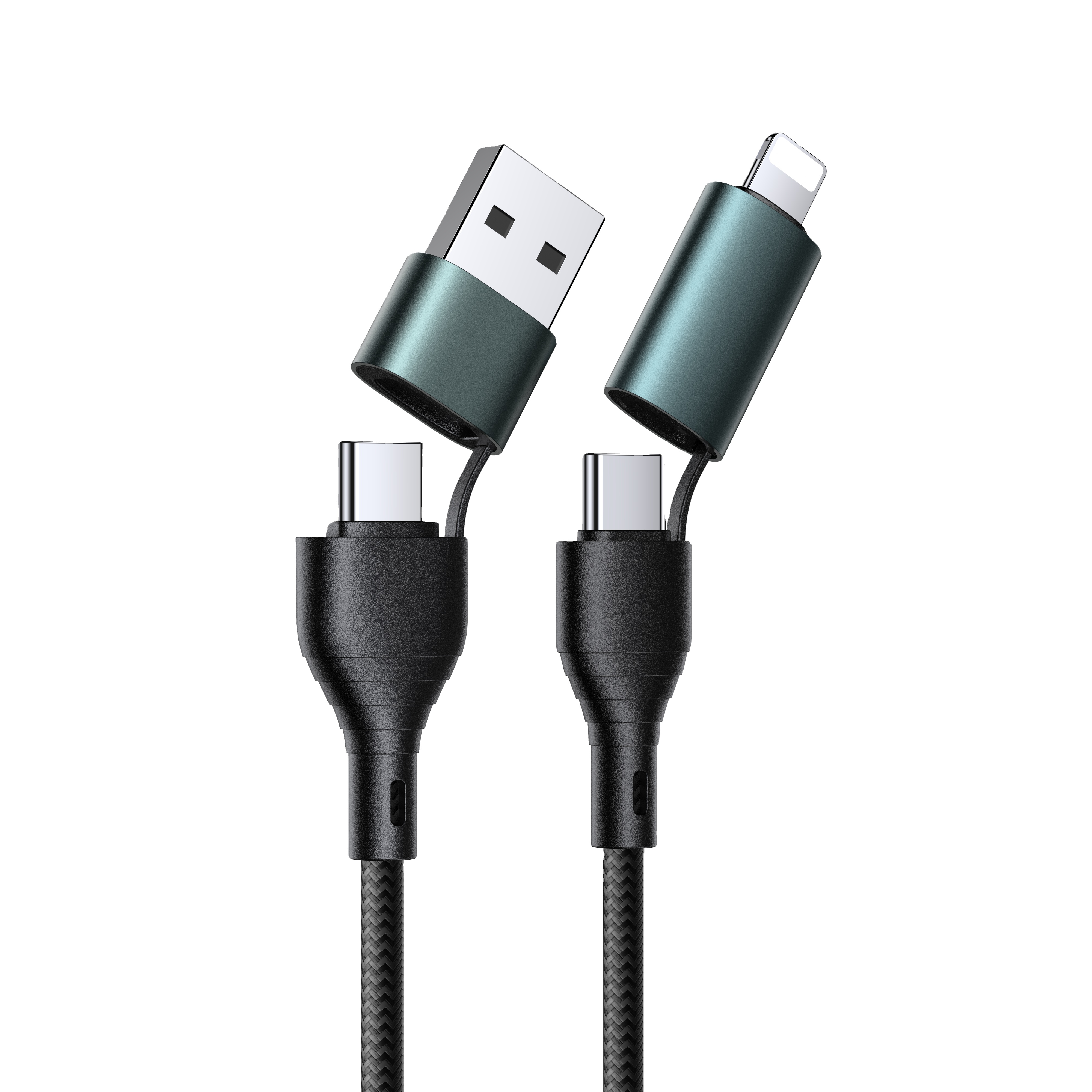 Jellico Новое поступление 4 в 1 60 Вт Быстрая зарядка Usb C зарядный кабель с PD Kabel передача данных 3 в 1 Кабели