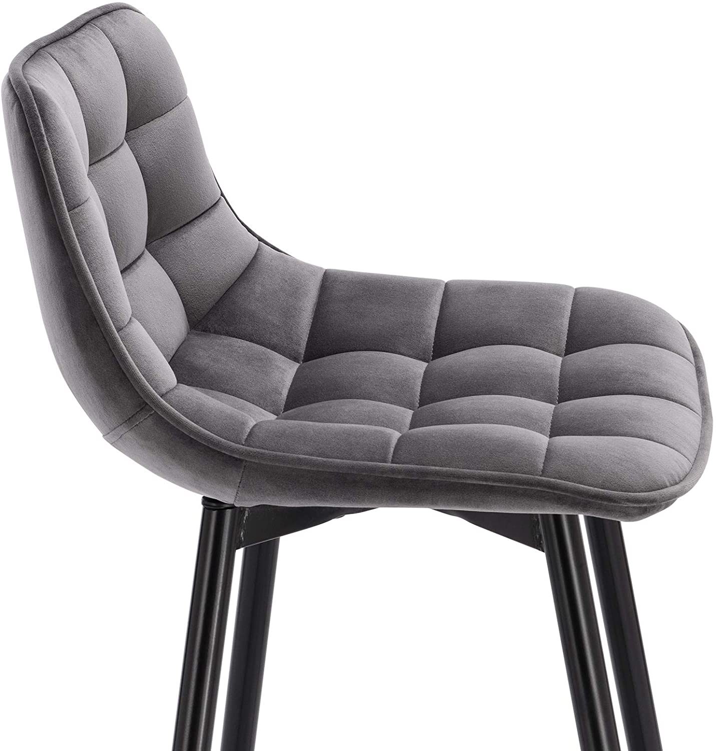 Soft Velvet Seat Bar Chairs Breakfast Kitchen Counter Chairs Metal Legs Bar chair Light Grey High Stools