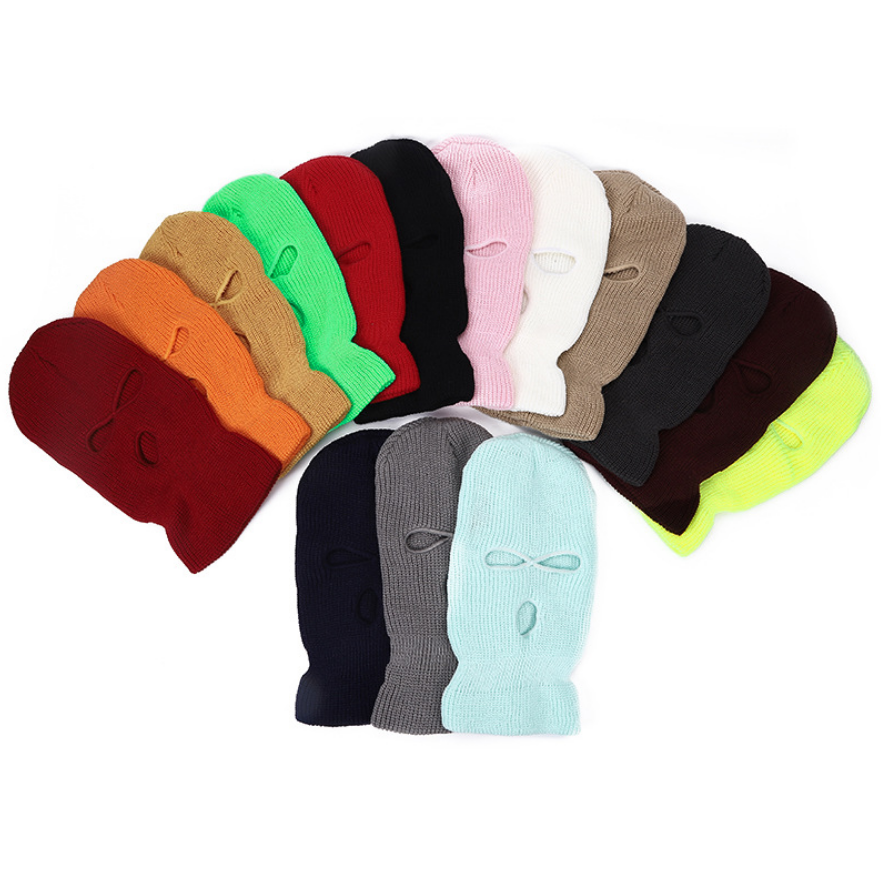 3 Holes ski mask beanie hat Three holes Hat outdoor winter hats Custom logo 3 Holes Balaclava beanies