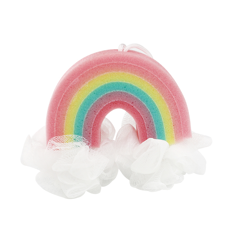 Rainbow Loofah Mesh Soft Cute Puff Baby Bath Sponge For shower